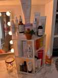 Organizator makeup cosmetice rotativ alb