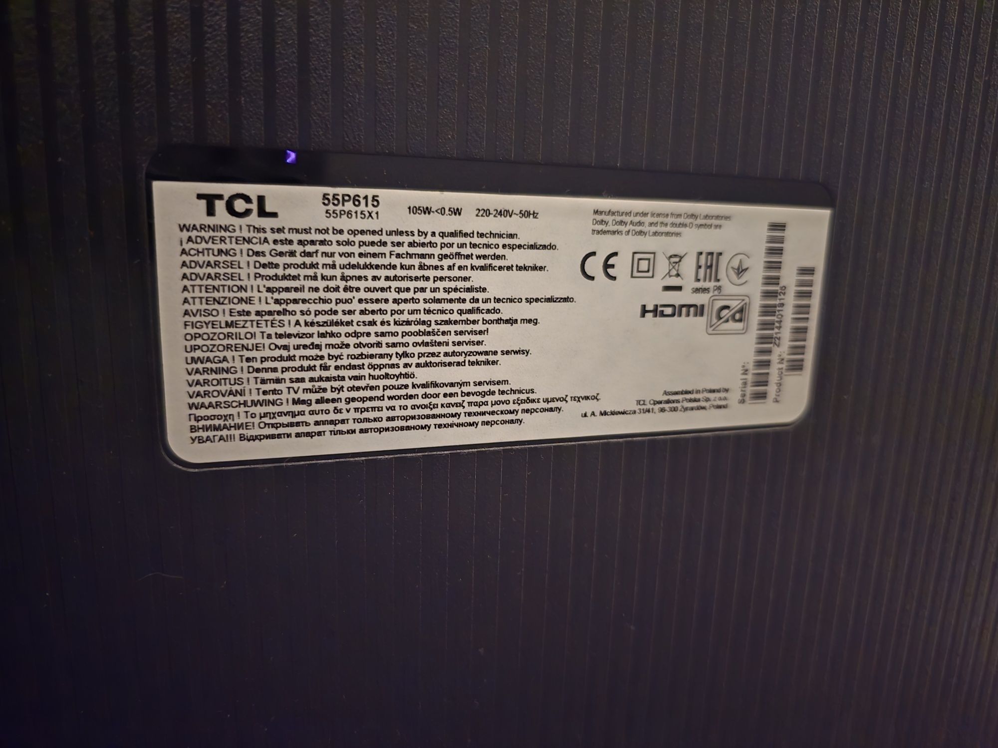 Телевизор TCL 55" 4K Android Google
