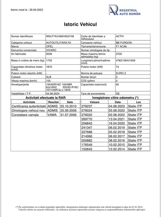 Opel Vivaro 1.9 CDTi 2006 un singur proprietar de noua.