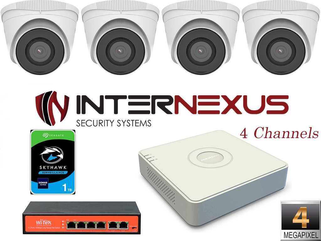 4Ch IP 4 Mpx Система за Видеонаблюдение с 4-и Камери HiLook IPC-T240H