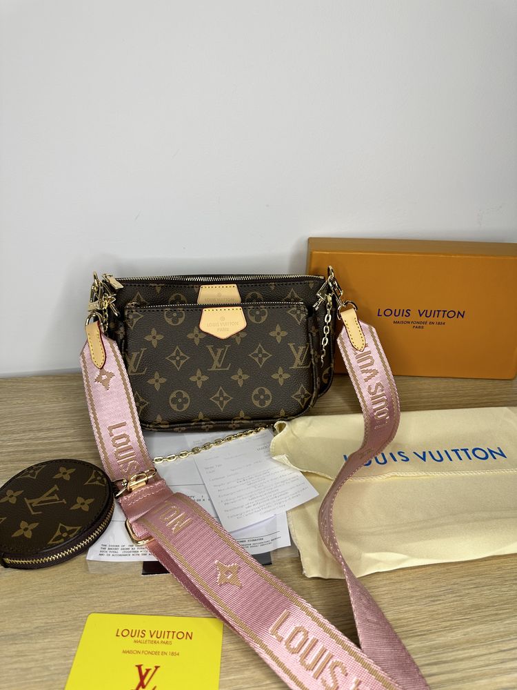 Geanta Louis Vuitton multi pochette 3 piese+cutie piele canvas 100%