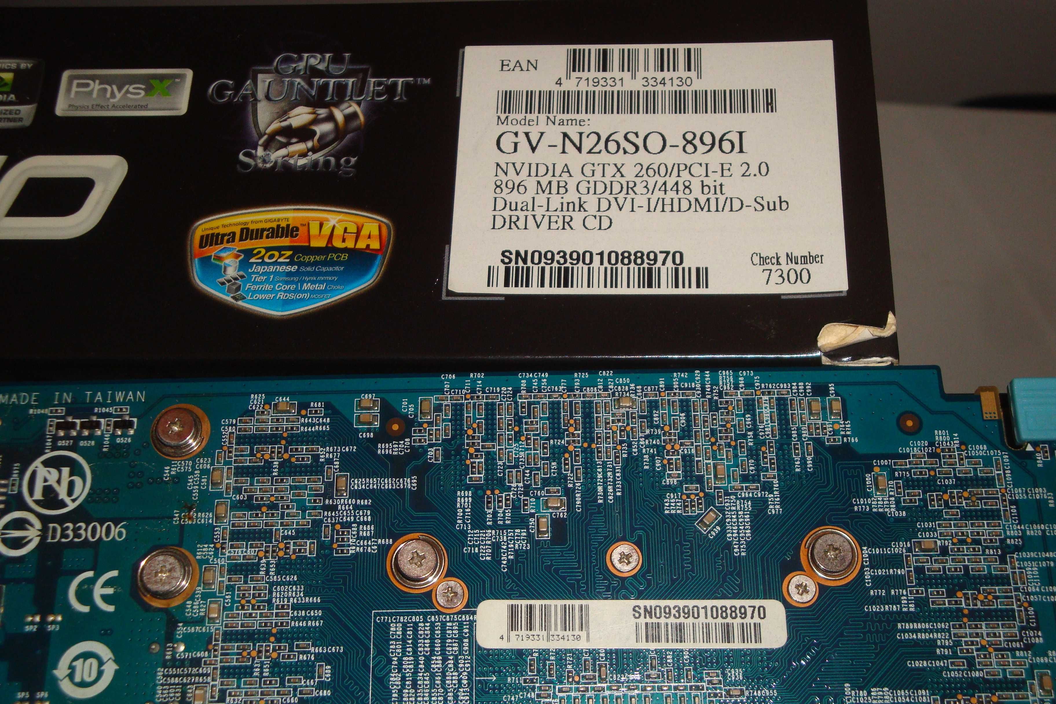 Placa video gigabyte retro pentru colectie nvidia geforce gtx260 noua