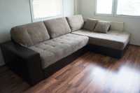 Холната гарнитура [диван], CANTUS, бежово-кафява, г-образна, ъглова