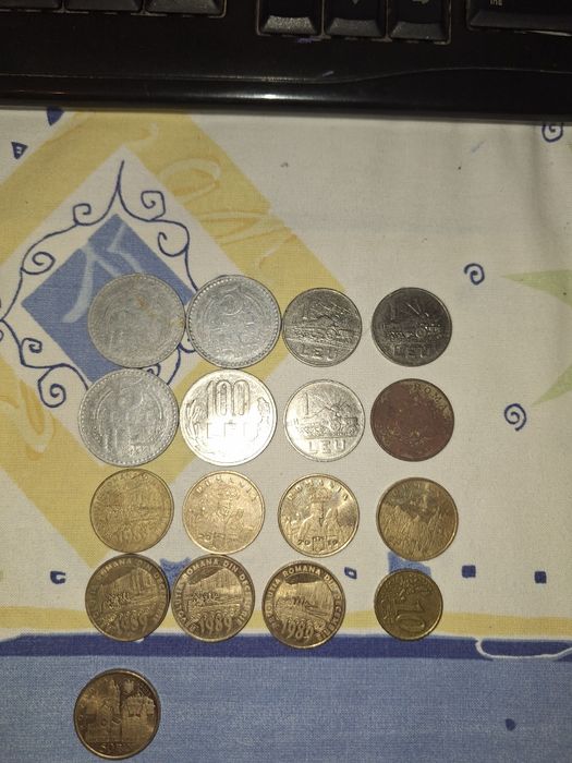 Vând lot monede România – RSR, argint 2 lei 1924, 50 bani 2019