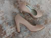 Pantofi piele 39 nude/crem