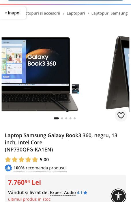 Laptop Samsung Galaxy Book 3 360 –Intel Core i7 -12 Core cu Touchs