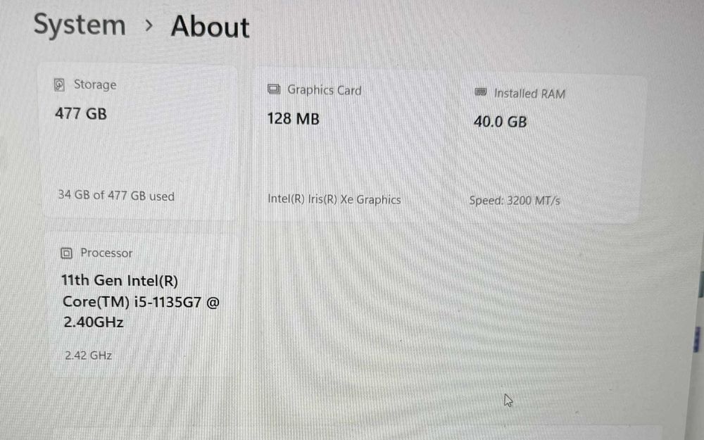 ASUS i5-1135G7 , 40GB RAM, 512 NVME