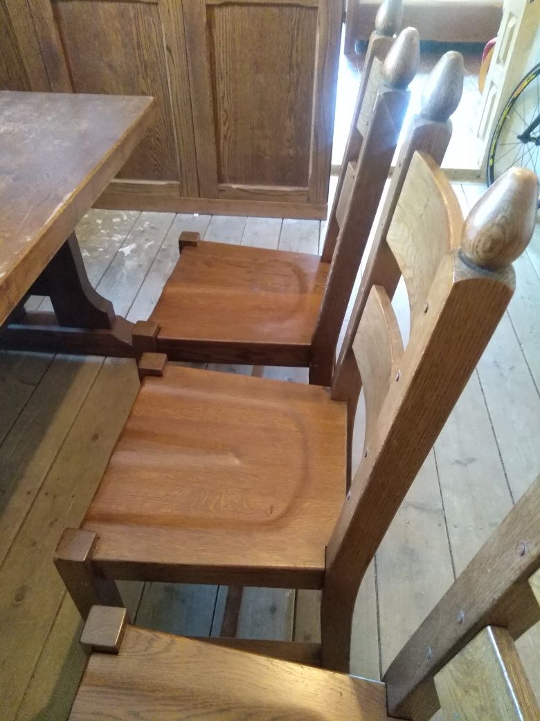 Masă lemn masiv+6 scaune