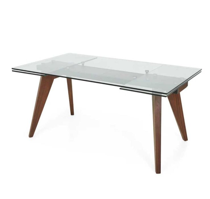 Vand masa extensibila Ella, lemn masiv/sticla securizata