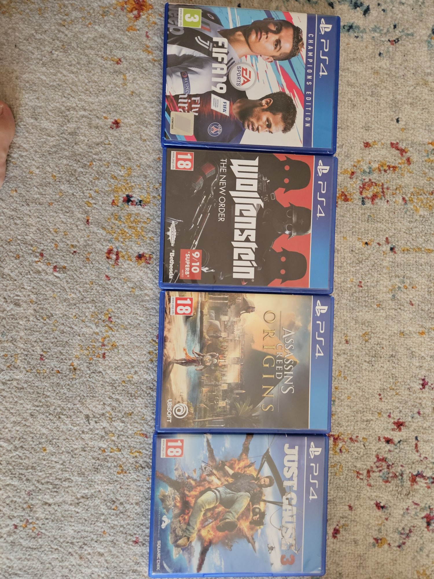 Jocuri PS 4 Wolfenstein/Just Cause 3/Fifa 19/Assassin s Creed Origins