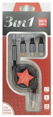 Cablu extensibil, USB A, tata → Type-C, Iphone 6/7/8, micro USB - 1m