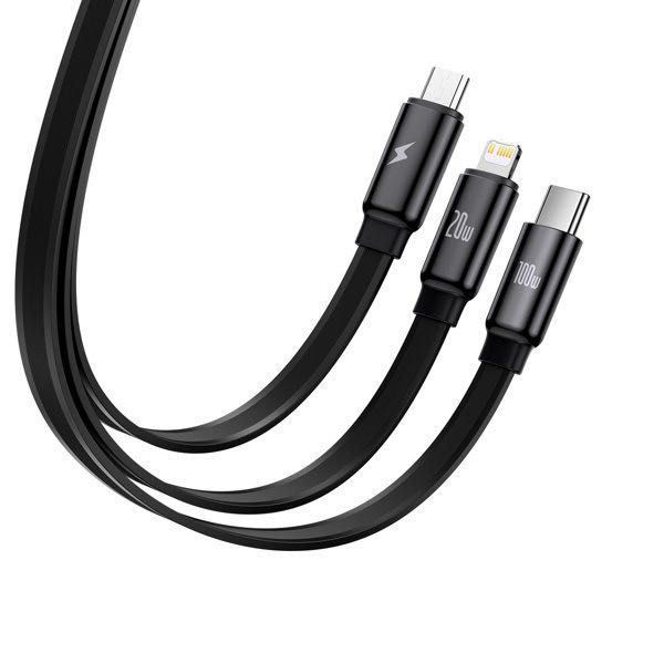 Кабел 3в1 Baseus Traction USB–Cкъм Micro USB/USB–C/Lightning,100W,1.7m