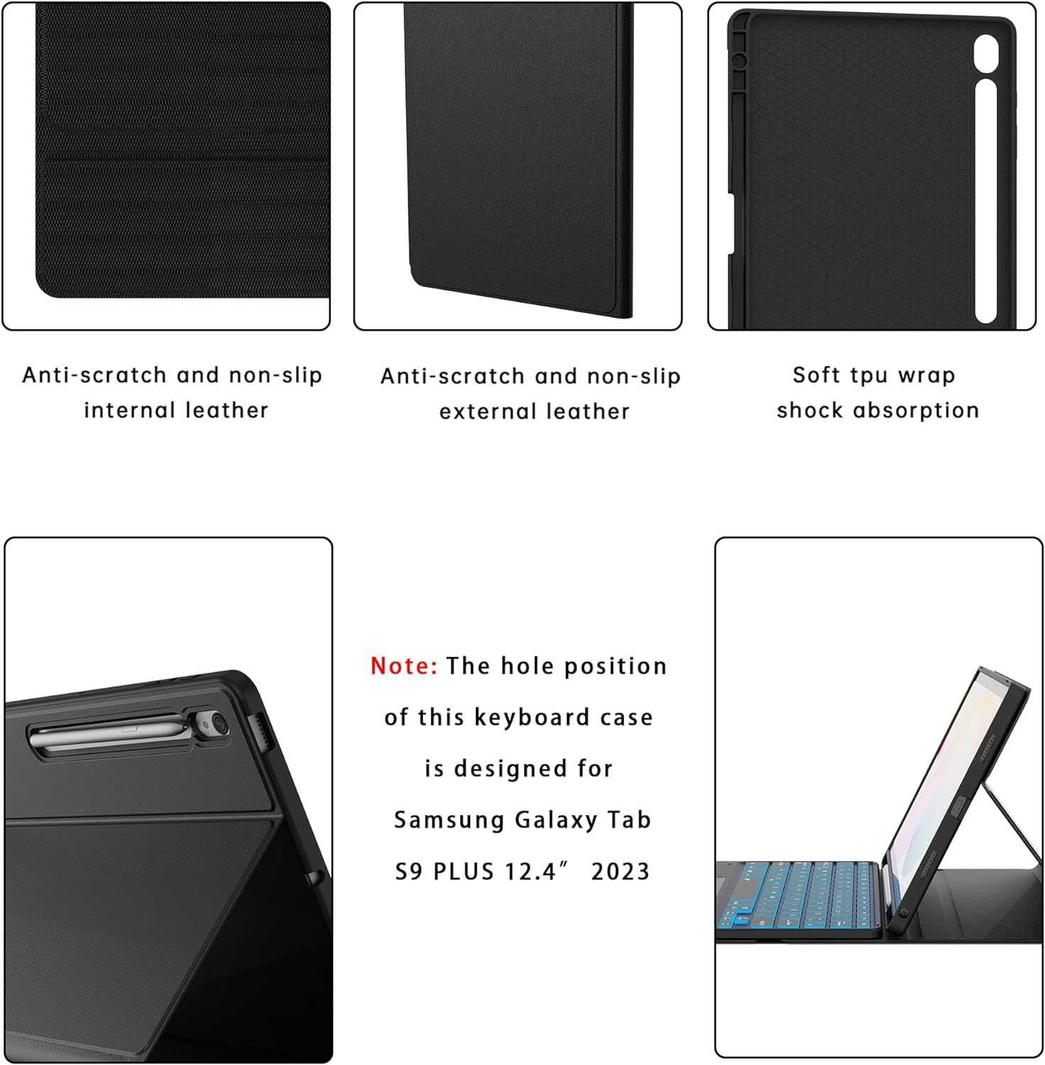 Husă tastatură ROOFEI Galaxy Tab S9+ Plus 12.4 inch - QWERTZ germană