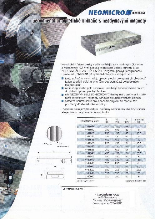Магнитни маси с постоянни магнити модел Neomicro 300 х 150 мм