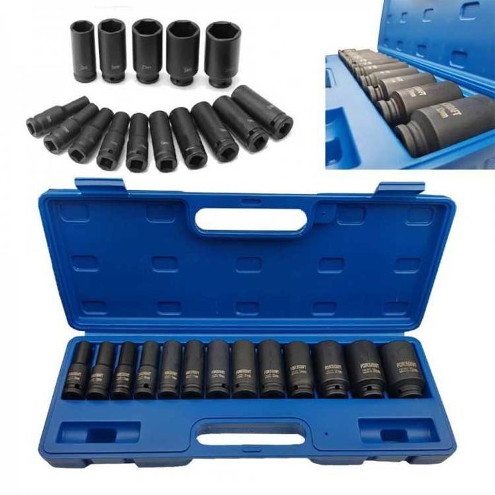 НЕМСКИ Ударни Вложки 13 Броя 1/2" Force KrafT + Подарък ЛЕД ФЕНЕР