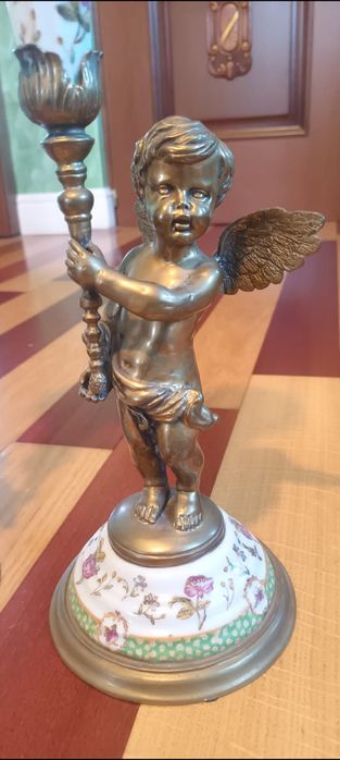 Pereche Sfesnice vechi, Bronz și Porțelan