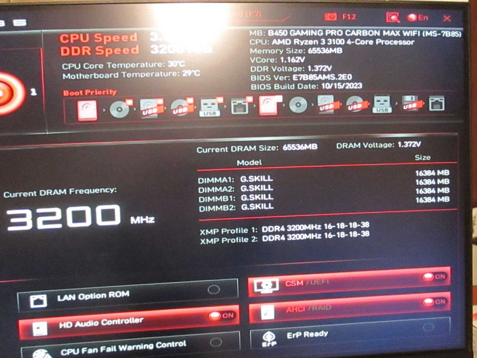 Дънна платка MSI B450 GAMING PRO CARBON MAX WiFi, сокет АМ4