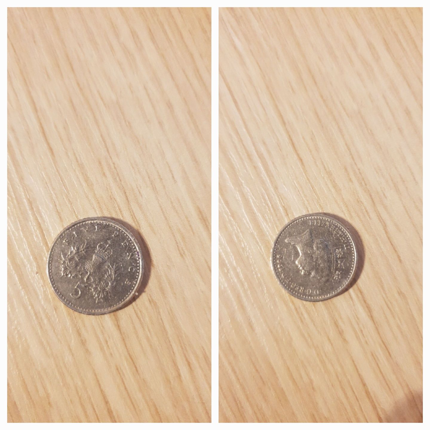 Монета с кралица Елизабет 1996  five pence