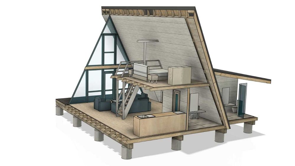 Casuta A frame din lemn, cu anexa, Chiajna,  85,5mp + 30,87mp