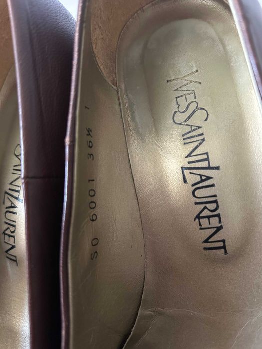 Pantofi vintage Yves Saint Laurent – piele + mătase – mărime 38