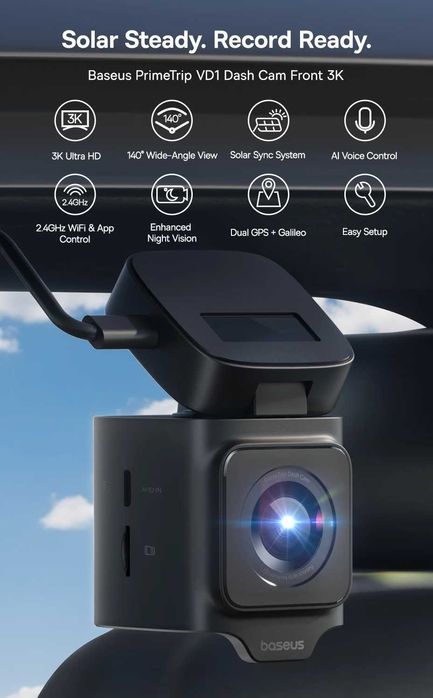 Baseus PrimeTrip VD1 dashcam / видео регистратор - предна и задна