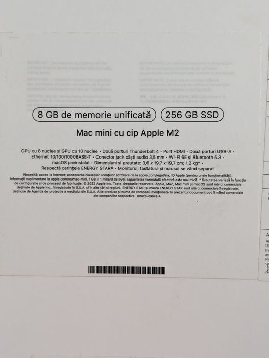 Apple MacMini M2 8Gb 256Gb macos Sequoia 15