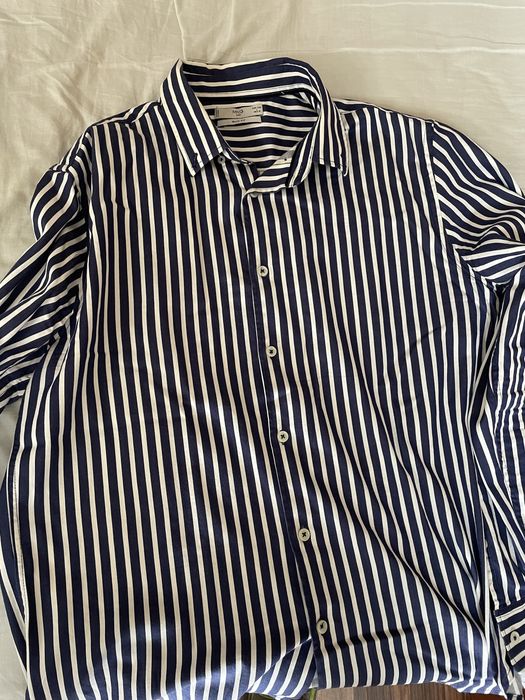 Mango, риза, синьо и бяло райе, L