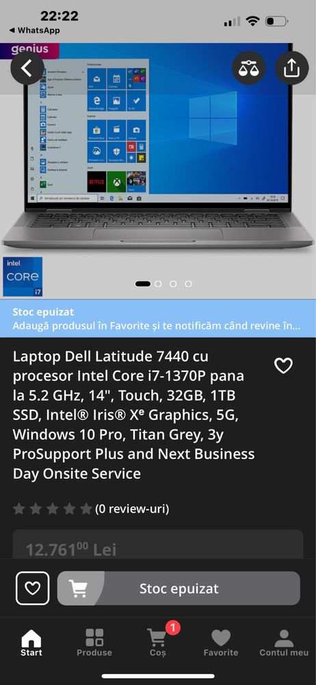 Laptop DELL Latitude 7440, i7 gen 13 touch screen - NOU in cutie