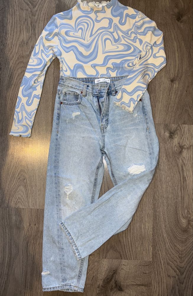 Лот дънки Zara и блуза H&M рр 134см