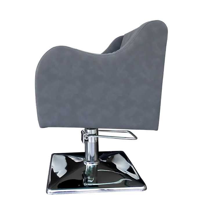 Фризьорски стол с ергономичен дизайн A5000 - мека сива еко кожа