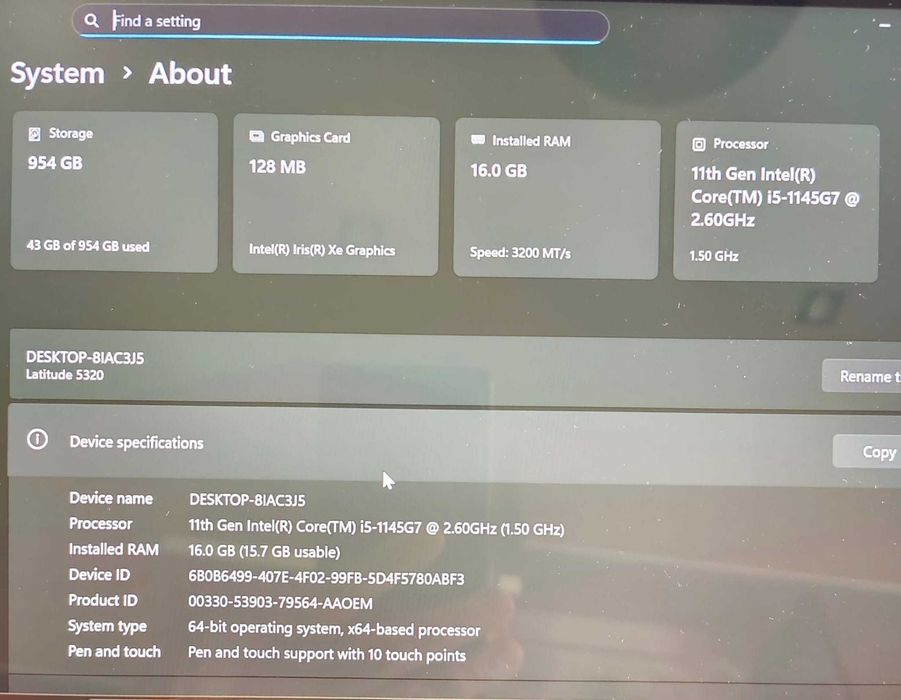 Dell Latitude 5320 TouchScreen x360 i5 1145g7 1Tb 16Gb Convertibil