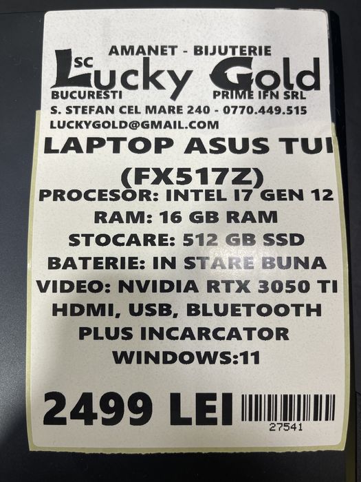 Asus TUF Intel I7 gen 12 /16 Gb Ram /512Gb SSD /RTX 3050Ti #27541