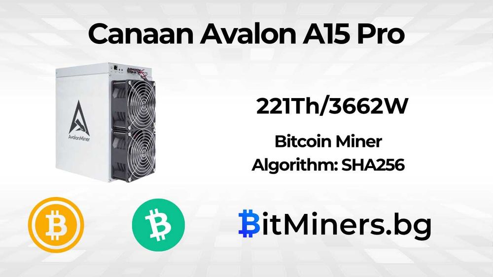 Canaan Avalon A15Pro 221Th/s, 3662W Биткойн майнър
