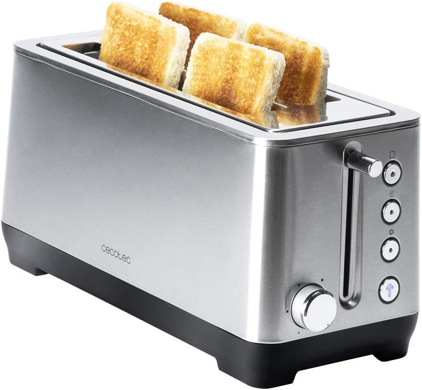 Prajitor paine inox Cecotec 1600W, 4 felii, sloturi late | 030861