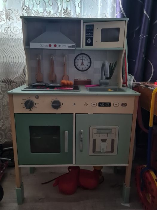 Bucătărie lemn copii, cu accesorii