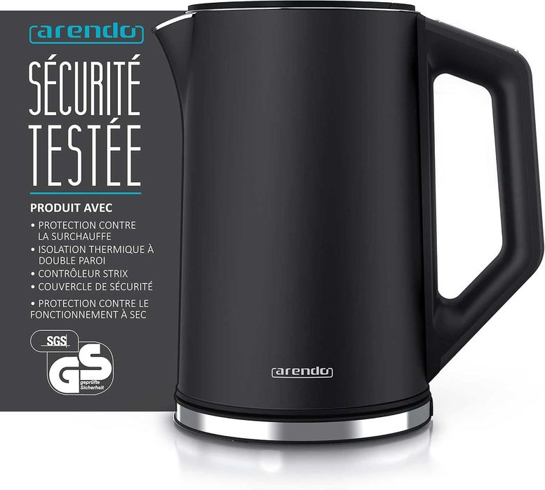 Arendo Електрическа кана,неръждаема стомана, 40/100 градуса 1.5L 2200W