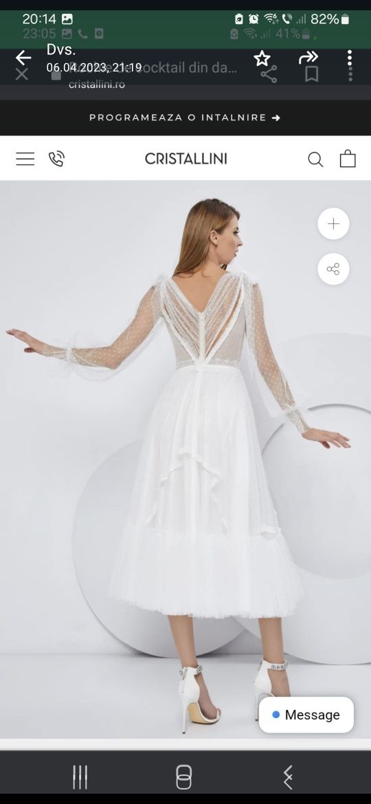 Rochie albă Cristallini