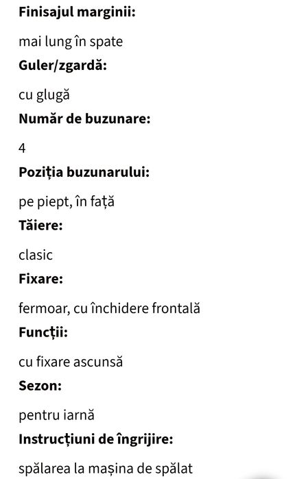 Canadiană cu glugă de blană detașabilă