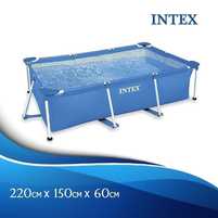 Каркасный бассейн 220×150×60 INTEX прямоугольный басейн стойка бассейн