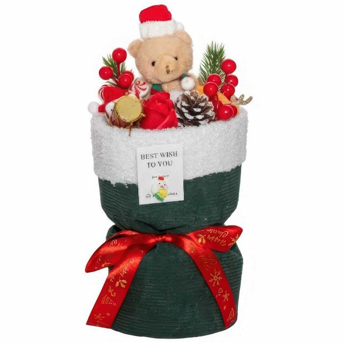 Букет с плюшено мече, 30 см