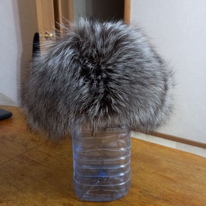 Шапка зимняя чернобурка , верх кожа. Раз 54- 56.