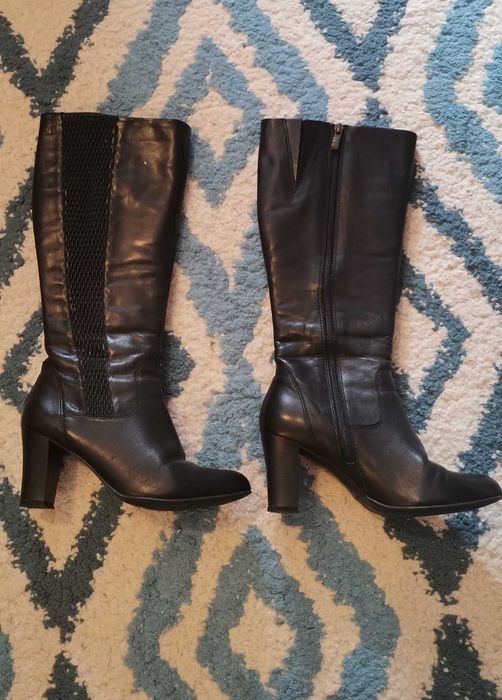 Cizme inalte negre piele Caprice, marime 37.5