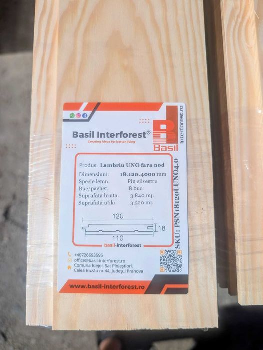 Lambriu Sauna Fara Noduri Profil UNO Pin 18x120x4000mm PRET PRODUCATOR