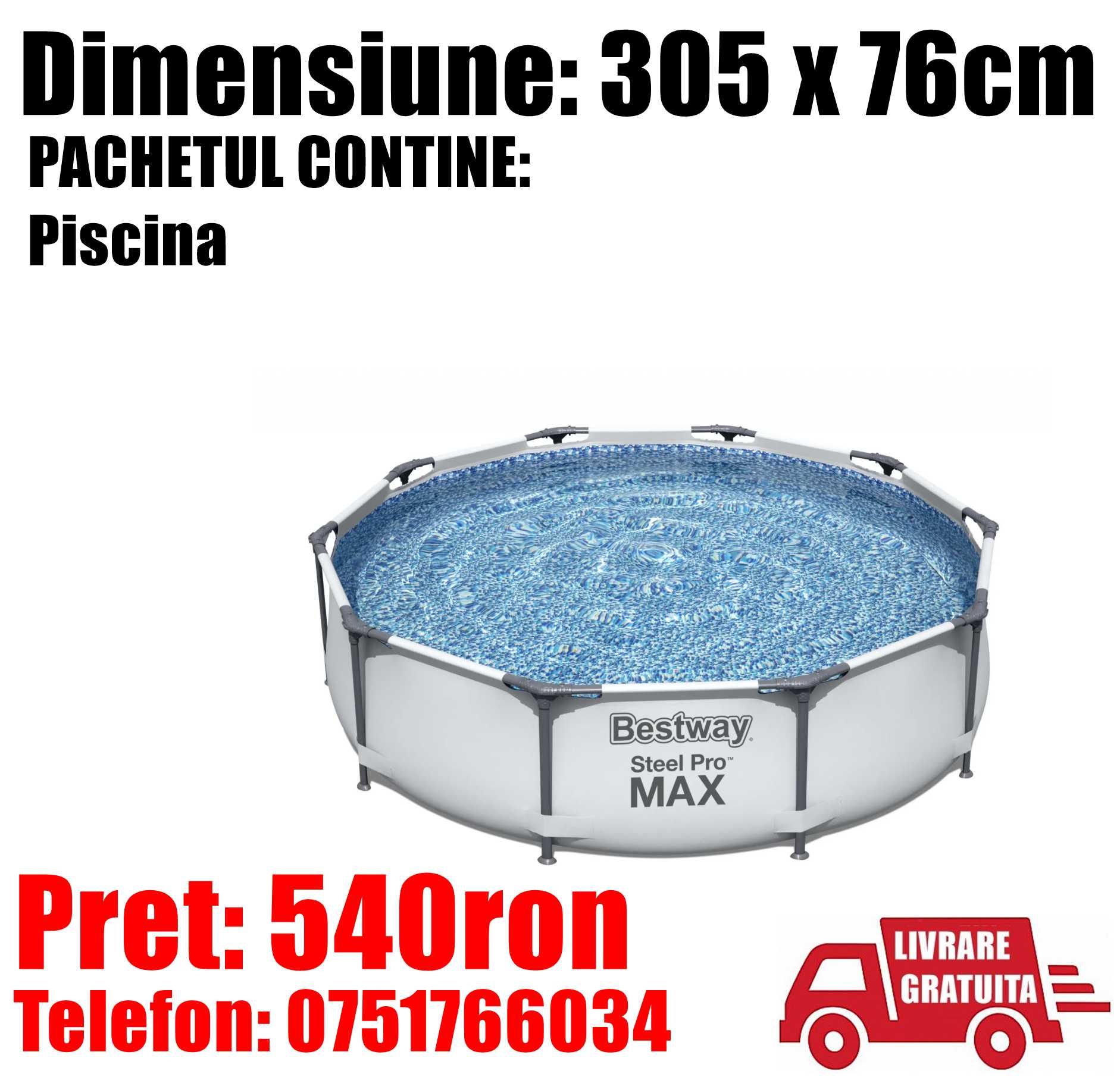 Piscina Bestway PRO MAX Familie Copii Rotunda Cadru Metal 305x76cm TM