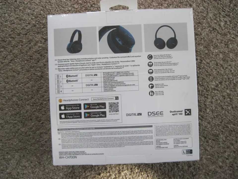 Casti Over the Ear Sony WH-CH700NB, Wireless, Bluetooth, Microfon