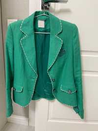 стильный пиджак из льна ярко -зелёного цвета, S. Пр-во Италия Alba