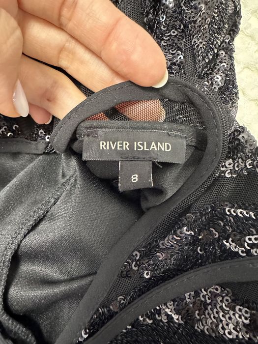 Rochie neagra cu paiete, River Island, marimea 8