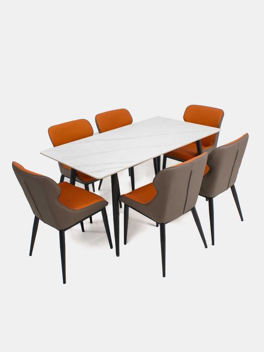 Комплект стол и стулья из натурального мрамора, современный дизайн