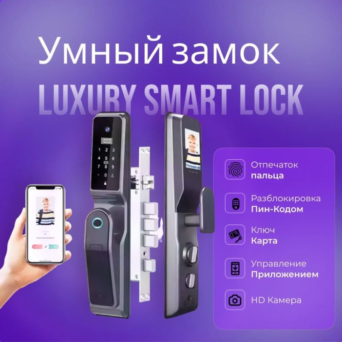 Умный электронный замок Tuya с камерой и управлением через телефон