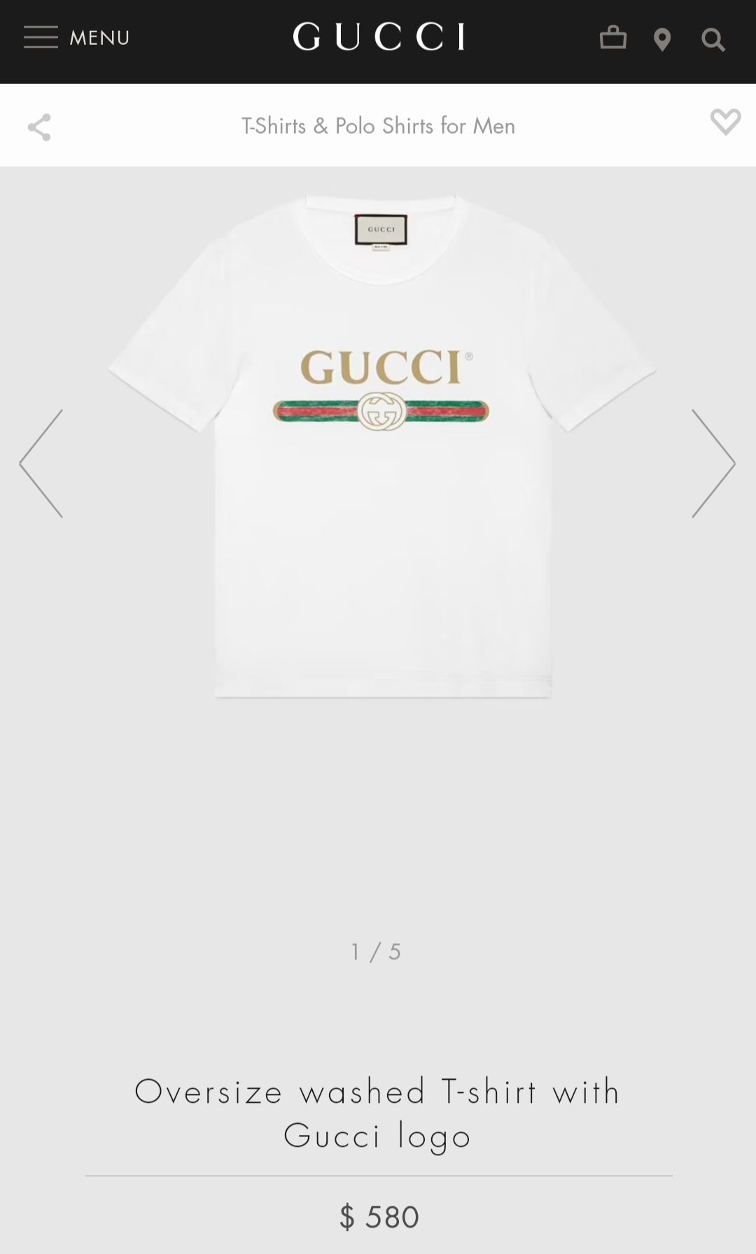 Gucci Oversize washed T-shirt with Gucci logo Намаление за последни